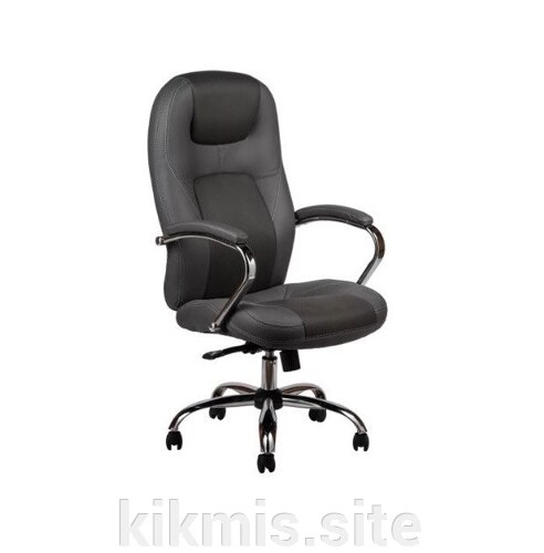 Офисное кресло руководителя Босс экокожа серый хром МТГ ИМ