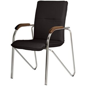 Конференц-кресло Easy Chair Samba черный/темный орех (искусственная кожа, металл хромированный)