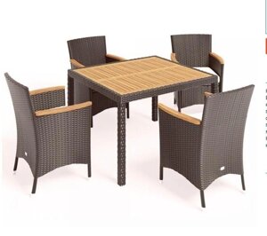 Комплект плетеной мебели из искусственного ротанга AFM-440 90x90 4Pcs Brown (4+1) AF