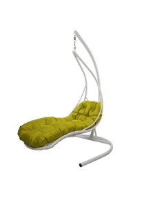 Подвесное кресло M-group ЛЕЖАЧЕЕ, с ротангом белое жёлтая подушка