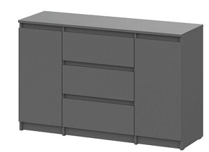 Комод SV-мебель Денвер 3 ящика двухстворчатый Графит серый