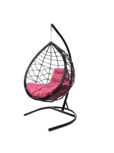 Подвесное кресло M-group КАПЛЯ ЛОРИ, с ротангом чёрное розовая подушка