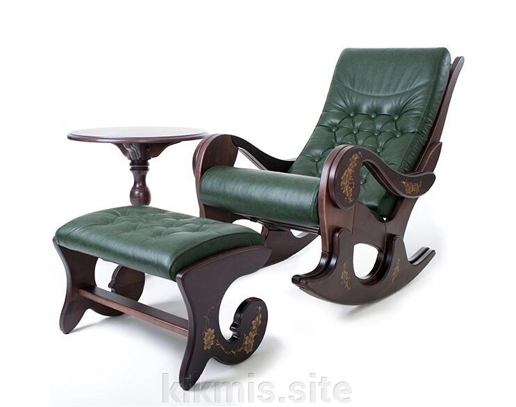 Набор мебели кресло-качалка Грация+Подножник+Чайный столик (с росписью) - распродажа