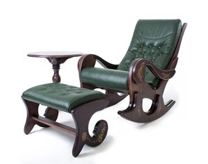 Набор мебели кресло-качалка Грация+Подножник+Чайный столик (с росписью)