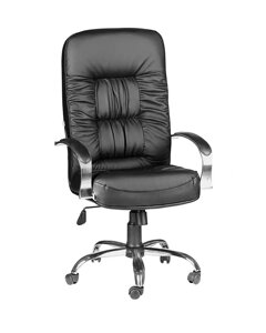 Компьютерное кресло руководителя Болеро (CHAIRMAN 418) эко кожа черная ТГ хром