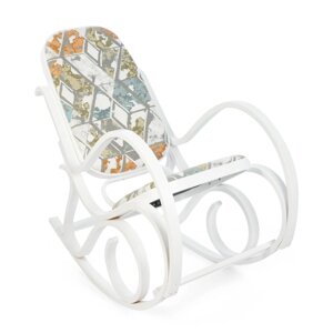Кресло-качалка 3002-2 Белый/ткань орнамент