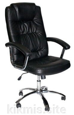 Кресло для посетителей 9005 L кожа черная ДК - доставка