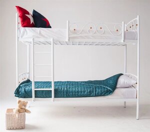 Кровать двухъярусная металлическая Валерия-DD (90х200) (Белый) RB в Москве от компании Интернет - магазин Kikmis