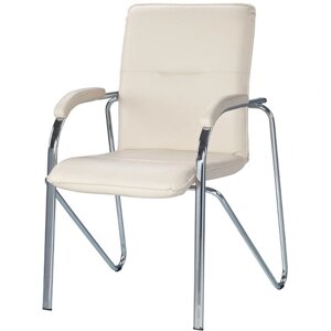 Конференц-кресло Easy Chair Samba бежевый\бук (натуральная кожа, металл хромированный)