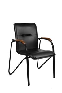 Конференц-кресло Easy Chair Samba Black черный/орех (искусственная кожа, металл черный)