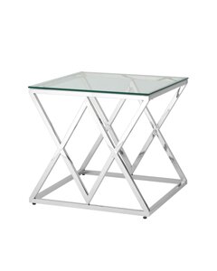 Журнальный стол Stool Group ИНСИГНИЯ 55х55 Прозрачное стекло/Сталь серебро