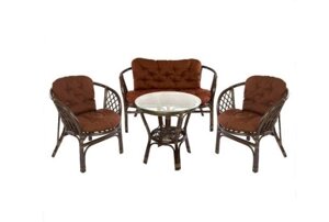 Комплект кофейный БАГАМА ST (стол+2 кресла+диван, подушка твил) браун RH