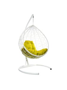 Подвесное кресло M-group КАПЛЯ с ротангом белое жёлтая подушка
