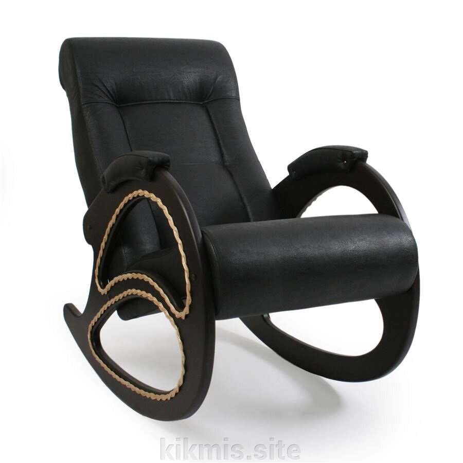Кресло-качалка, модель 4 экокожа (Венге/Дунди-109) - фото