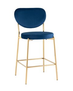 Стул полубарный STOOL GROUP Барбара NEW Велюр королевский синий/Золотые ножки