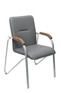 Конференц-кресло Easy Chair Samba Silver черный/орех (искусственная кожа, металл серебристый)