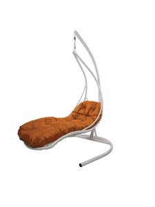 Подвесное кресло M-group ЛЕЖАЧЕЕ, с ротангом белое оранжевая подушка