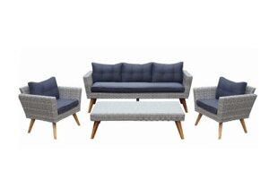 Плетеный комплект мебели с диваном из искусственного ротанга 605G Grey AF