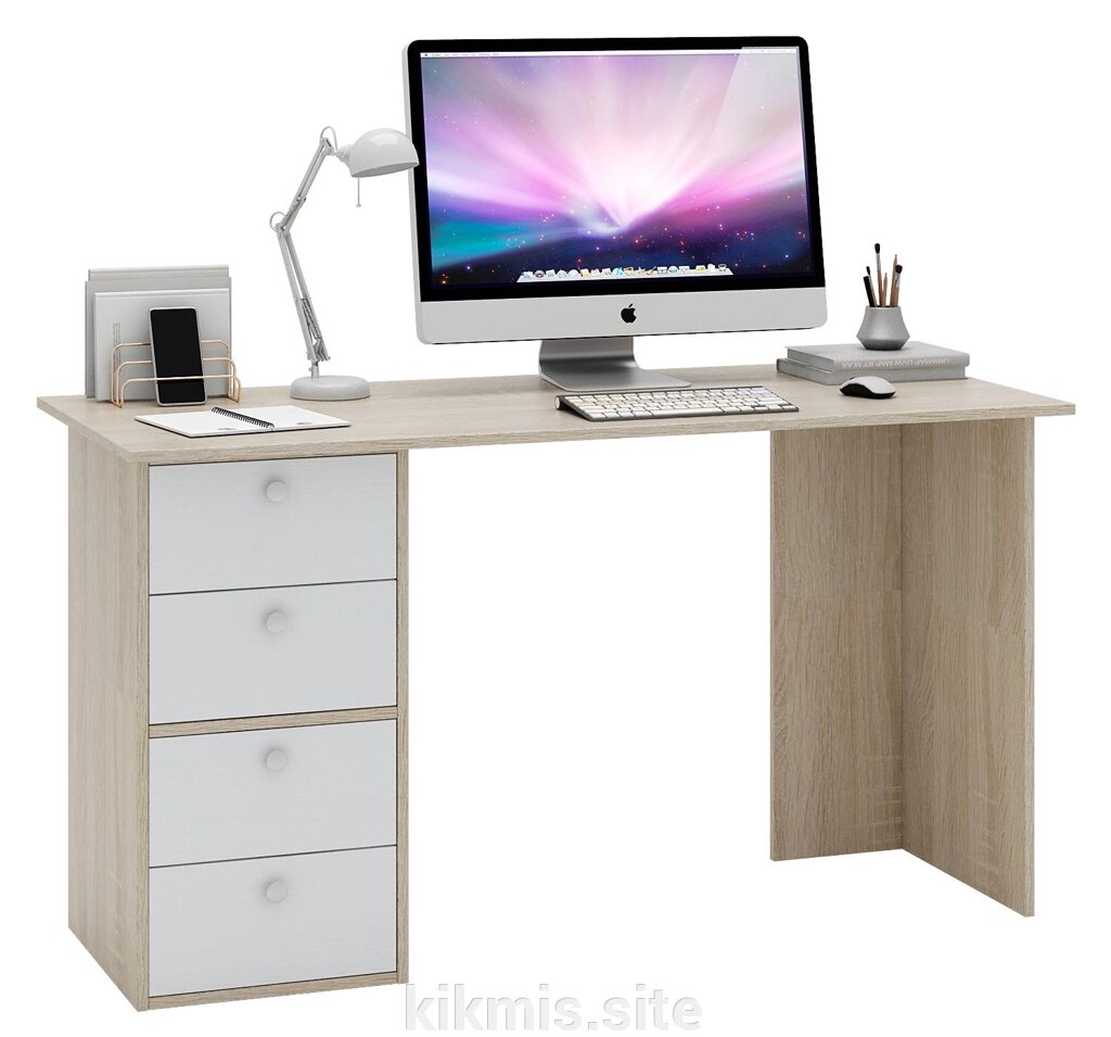 Письменный стол МФ Мастер Прайм-55 дуб сонома / белый от компании Интернет - магазин Kikmis - фото 1