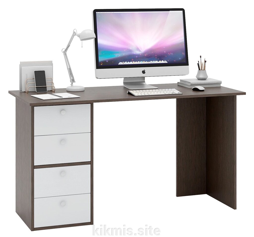Письменный стол МФ Мастер Прайм-55 венге / белый от компании Интернет - магазин Kikmis - фото 1