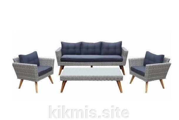 Плетеный комплект мебели с диваном из искусственного ротанга 605G Grey AF от компании Интернет - магазин Kikmis - фото 1