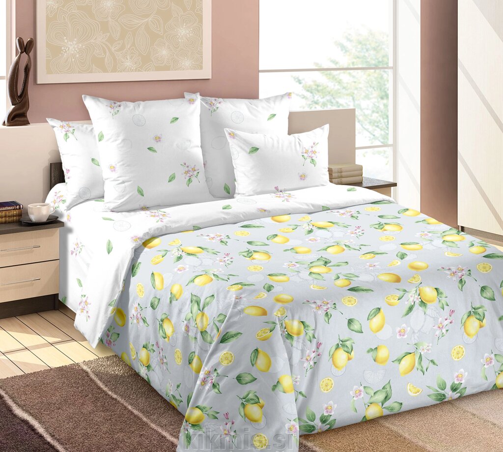 Постельное белье поплин "Лимонный сад" 1,5 спальное от компании Интернет - магазин Kikmis - фото 1
