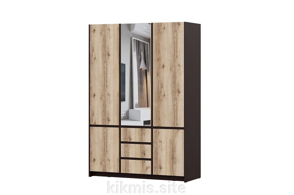 Шкаф для одежды трехстворчатый SV-мебель Серия 3 Прага Дуб Венге/Дуб Делано/Дуб Венге от компании Интернет - магазин Kikmis - фото 1
