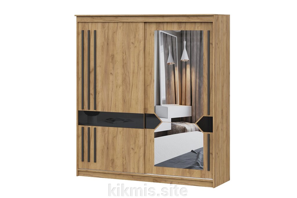 Шкаф-купе №25 (2,0 м) SV-мебель Дуб золотой/Чёрный матовый от компании Интернет - магазин Kikmis - фото 1