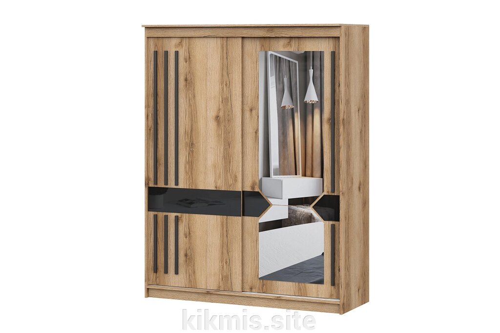 Шкаф-купе SV-мебель №25 (1,7 м) Делано/Лакобель/Черный матовый от компании Интернет - магазин Kikmis - фото 1