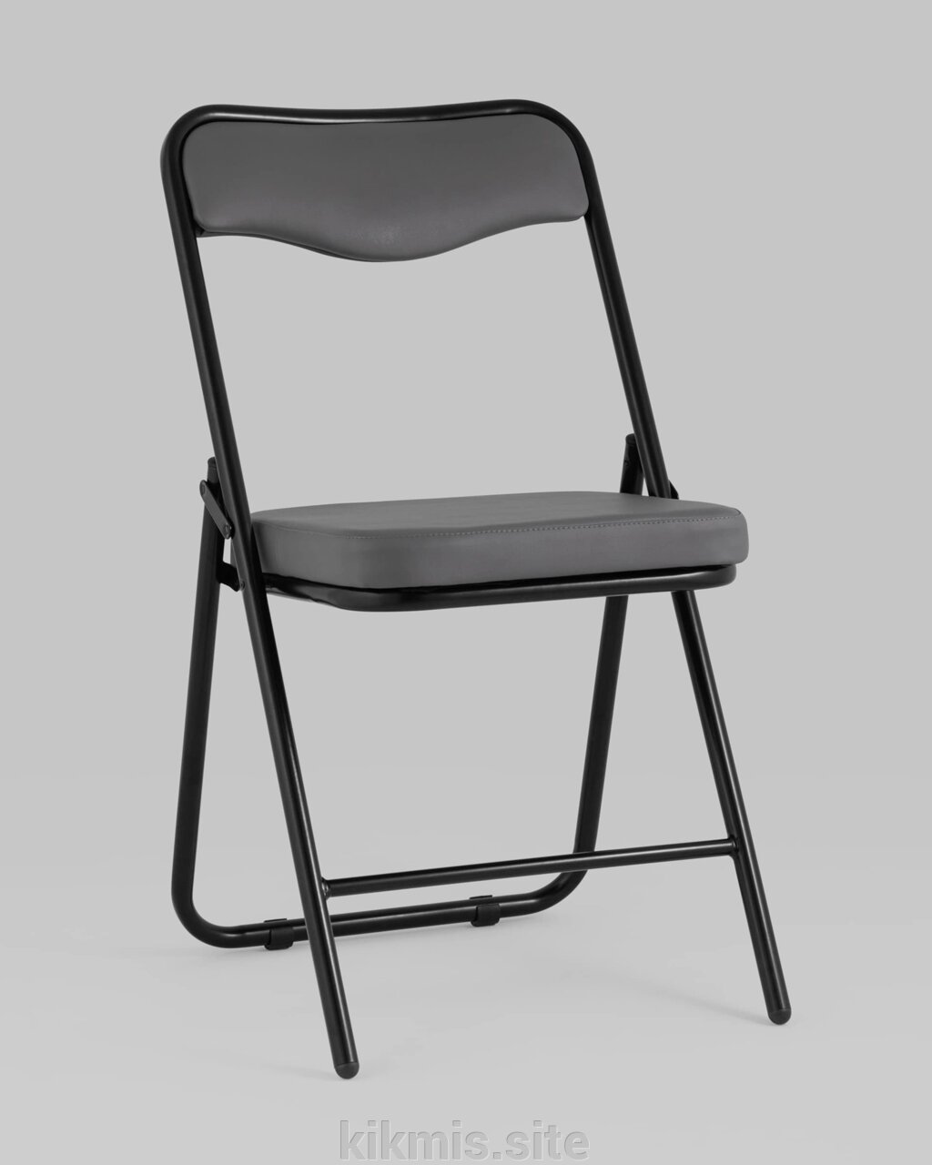 Складной стул STOOL GROUP Джонни Экокожа серый/Каркас черный матовый от компании Интернет - магазин Kikmis - фото 1