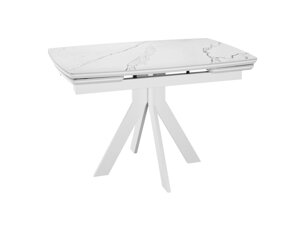 Стол DikLine DKU120 Керамика Белый мрамор/подстолье белое/опоры белые (2 уп.)