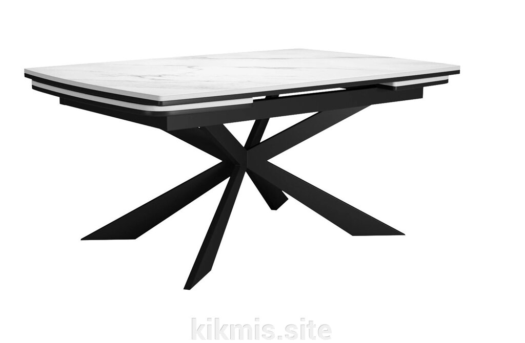 Стол DikLine KM160 мрамор С41 (керамика белая)/опоры черные от компании Интернет - магазин Kikmis - фото 1