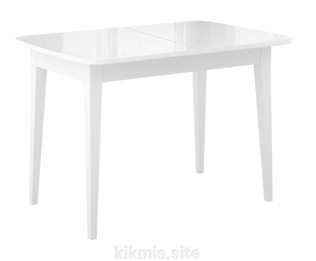 Стол DikLine M110 белый/стекло белое глянец optiwhite/ опоры ММ белые от компании Интернет - магазин Kikmis - фото 1