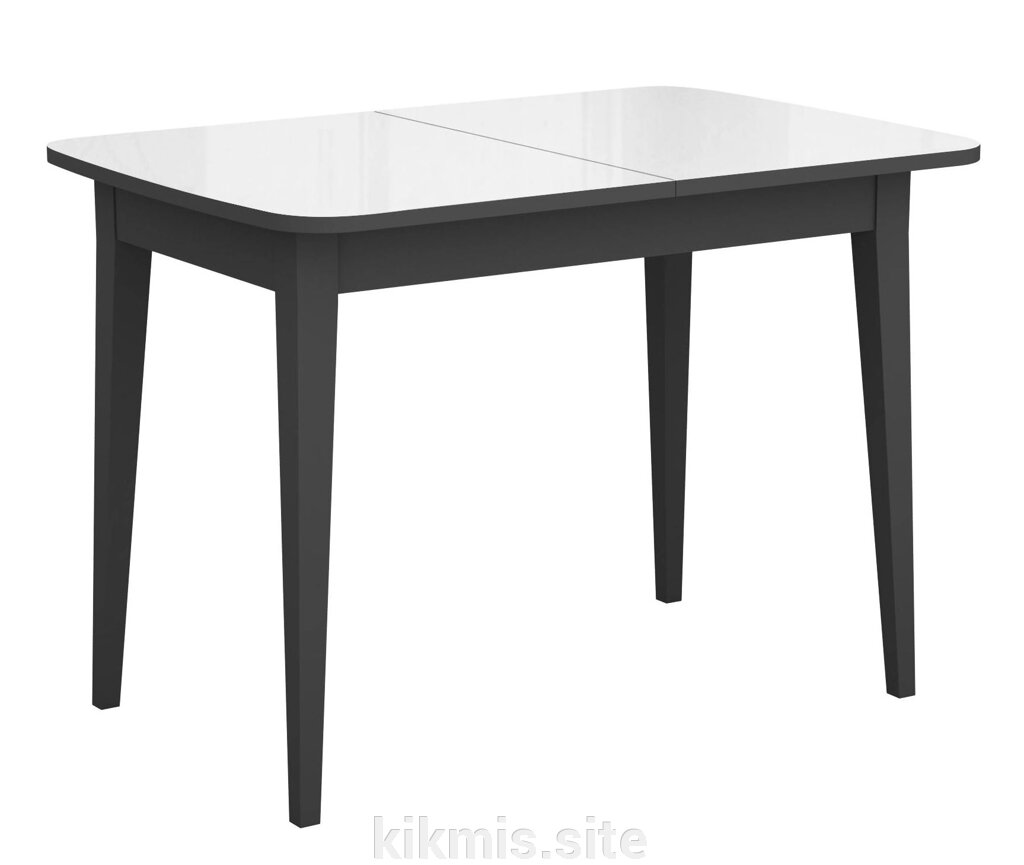Стол DikLine M110 черный/стекло белое глянец optiwhite/опоры MM черные от компании Интернет - магазин Kikmis - фото 1