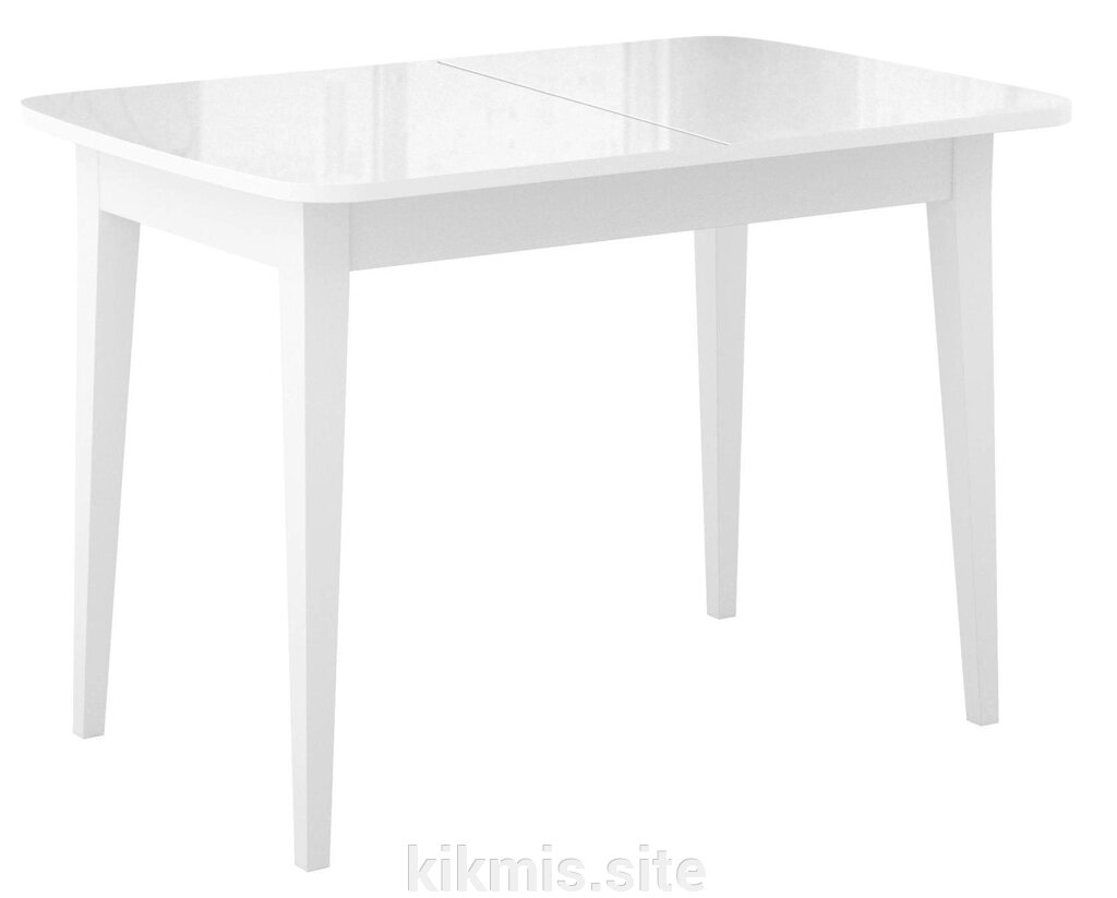 Стол DikLine M120 белый/стекло белое глянец optiwhite/ опоры ММ белые от компании Интернет - магазин Kikmis - фото 1