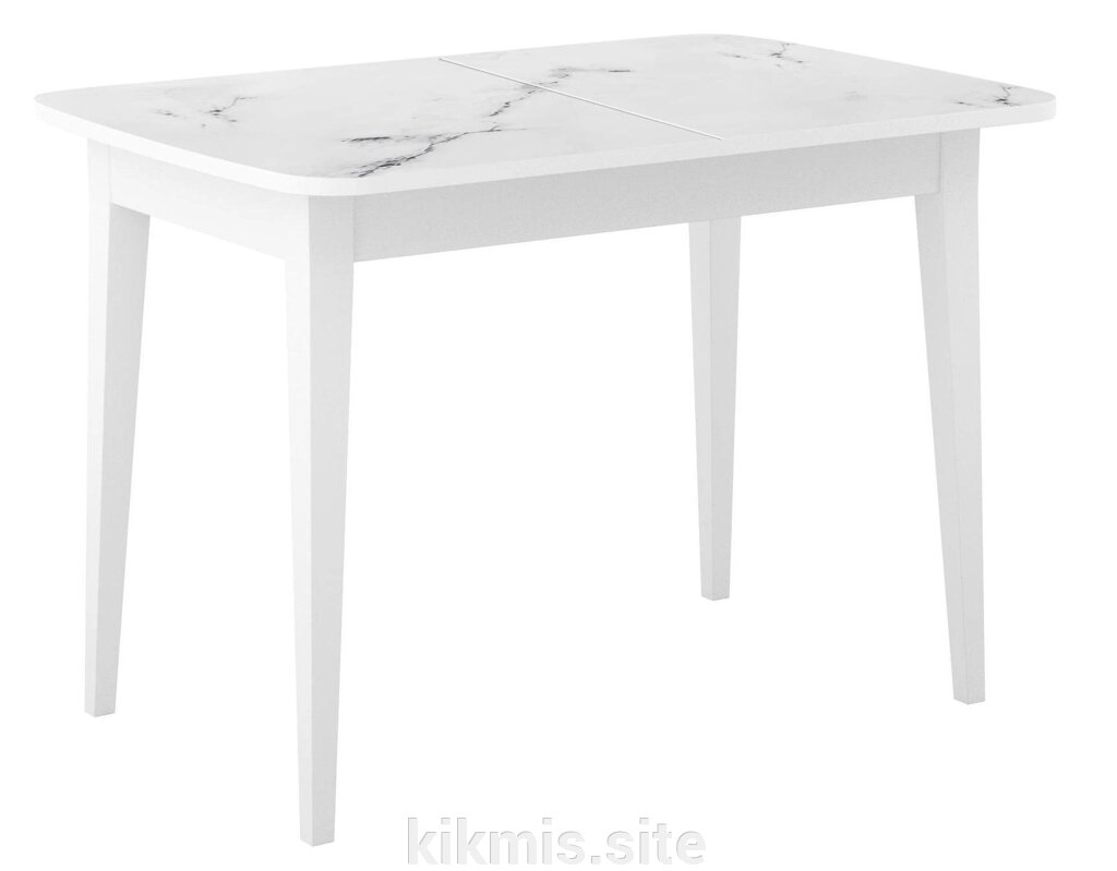 Стол DikLine M120 белый/стекло белое мрамор сатин optiwhite/опоры MM белые от компании Интернет - магазин Kikmis - фото 1
