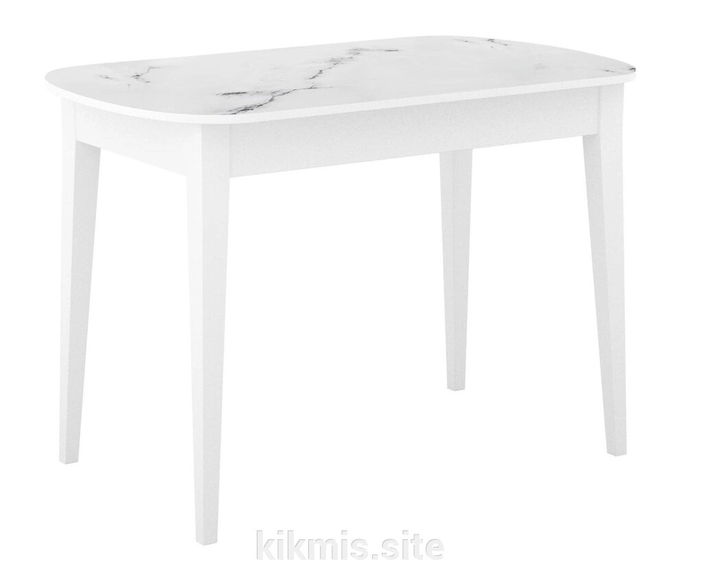 Стол DikLine M130 белый/стекло белый мрамор сатин optiwhite/опоры MM белые от компании Интернет - магазин Kikmis - фото 1