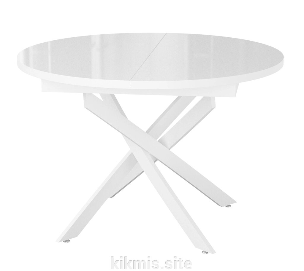 Стол DikLine RDBS110X стекло белое глянец белый/опоры R90 белые от компании Интернет - магазин Kikmis - фото 1