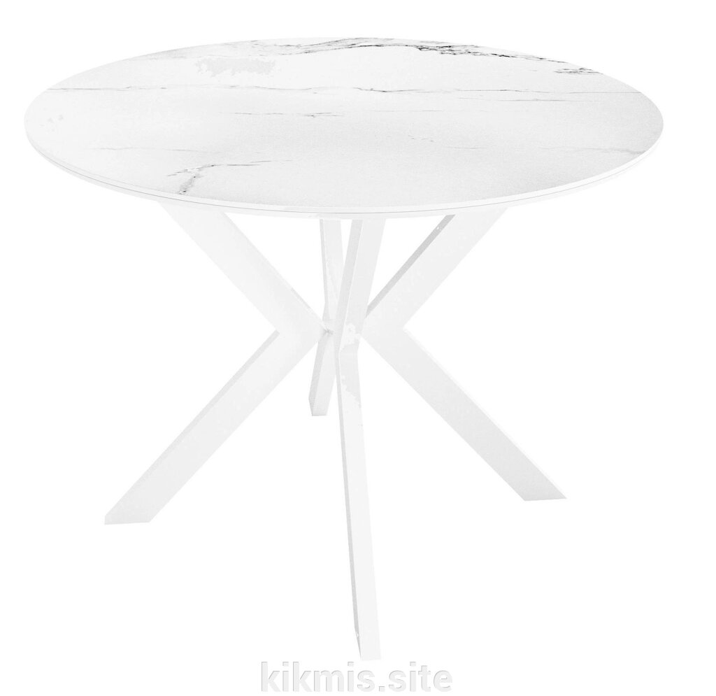 Стол DikLine RN90 d900 Керамика Белый мрамор/подстолье белое/опоры белые от компании Интернет - магазин Kikmis - фото 1