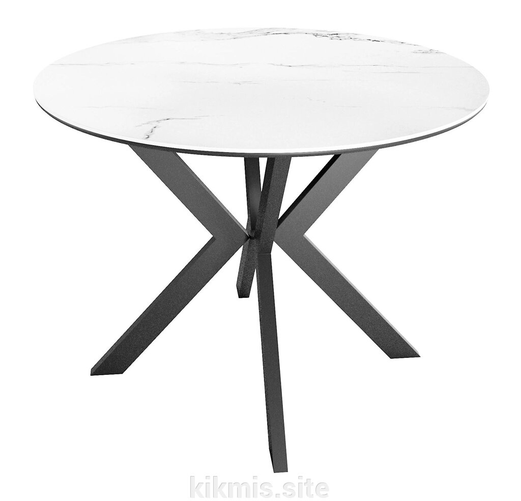 Стол DikLine RN90 d900 Керамика Белый мрамор/подстолье черное/опоры черные от компании Интернет - магазин Kikmis - фото 1