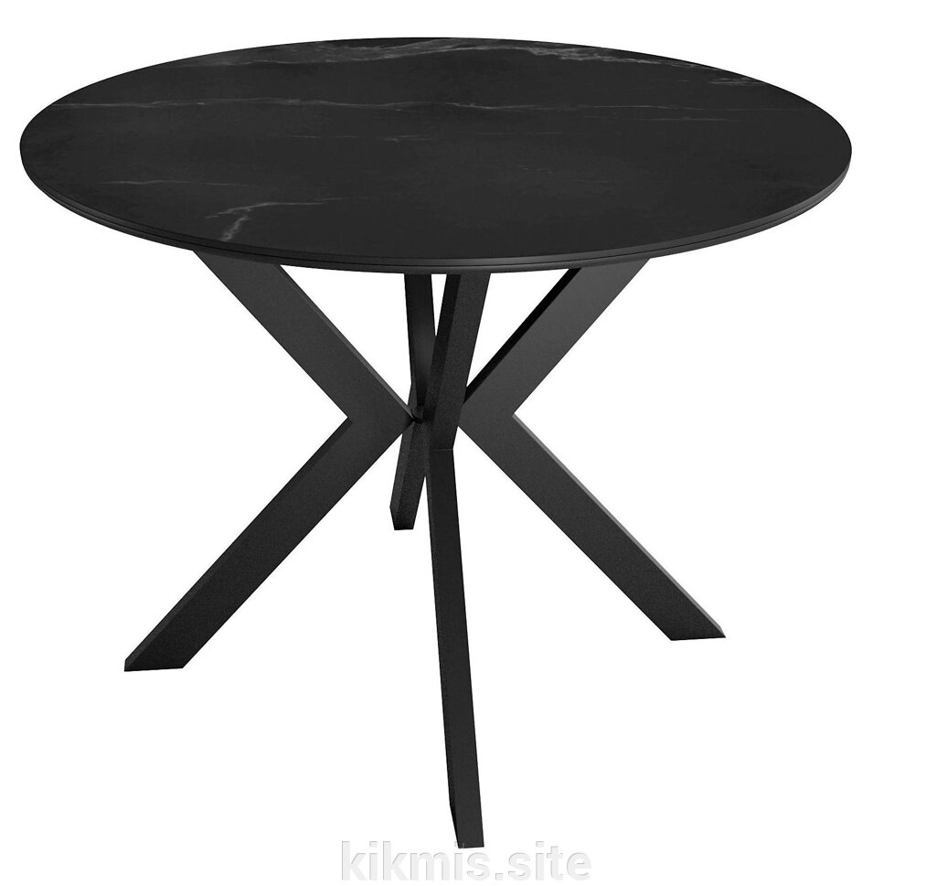 Стол DikLine RN90 d900 Керамика Черный мрамор/подстолье черное/опоры черные от компании Интернет - магазин Kikmis - фото 1