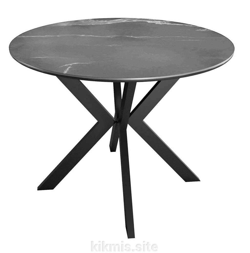 Стол DikLine RN90 d900 Керамика Серый мрамор/подстолье черное/опоры черные от компании Интернет - магазин Kikmis - фото 1