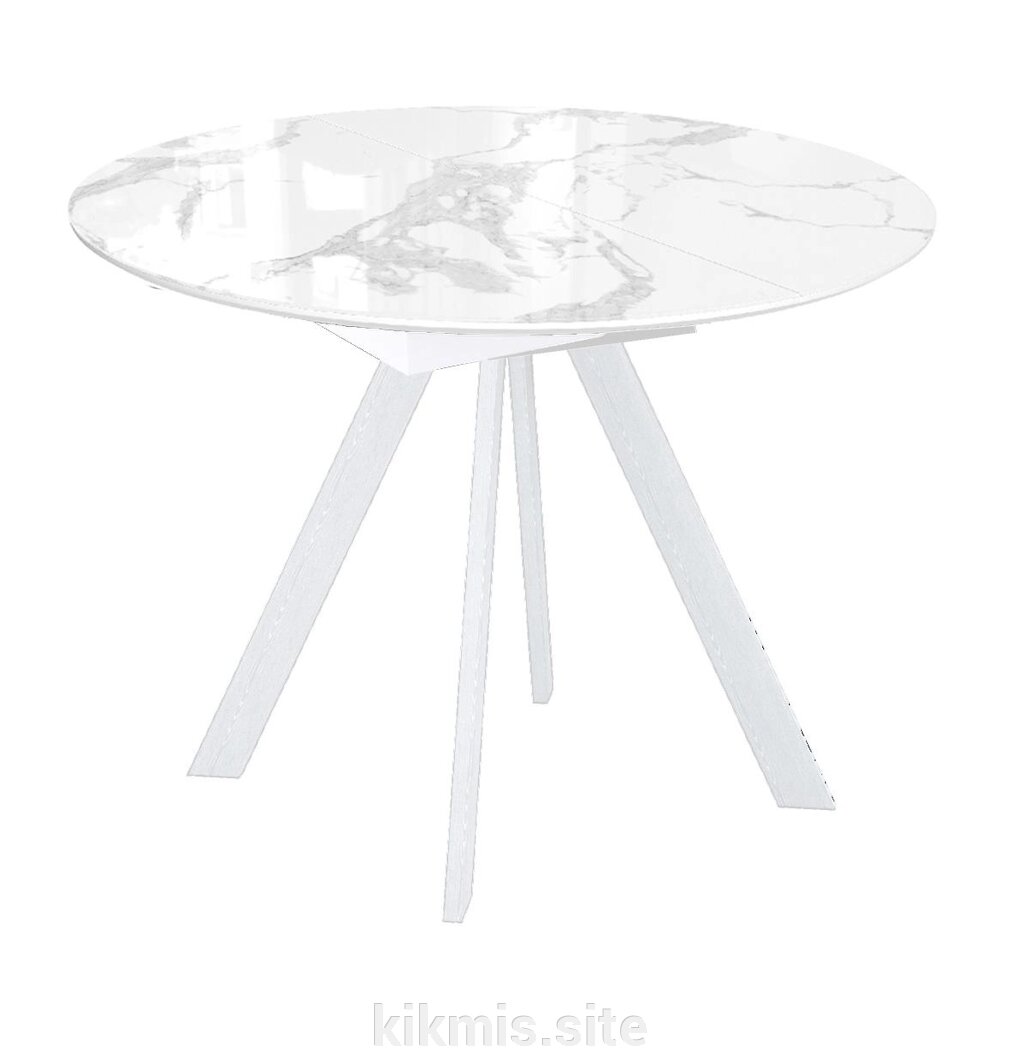 Стол DikLine SFC100 d1000 стекло Оптивайт Белый мрамор/подстолье белое от компании Интернет - магазин Kikmis - фото 1
