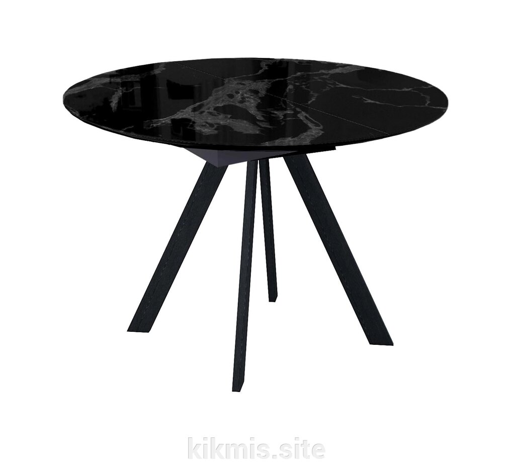 Стол DikLine SFC110 d1100 стекло Оптивайт Черный мрамор/подстолье черное/опоры черные от компании Интернет - магазин Kikmis - фото 1