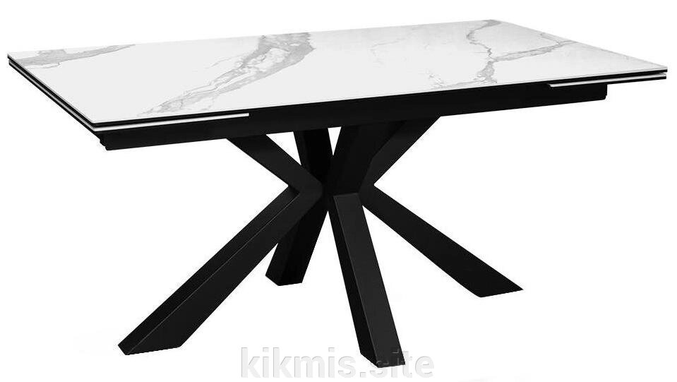 Стол DikLine SFE140 Керамика Белый мрамор/подстолье черное/опоры черные (2 уп.) от компании Интернет - магазин Kikmis - фото 1