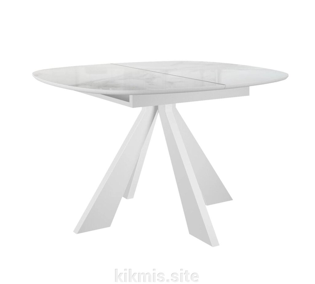 Стол DikLine SFK110 стекло белое мрамор глянец/подстолье белое/опоры белые (2 уп.) от компании Интернет - магазин Kikmis - фото 1