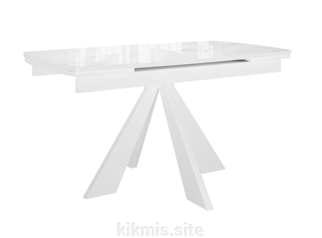 Стол DikLine SFU120 стекло белое мрамор глянец/подстолье белое/опоры белые (2 уп.) от компании Интернет - магазин Kikmis - фото 1