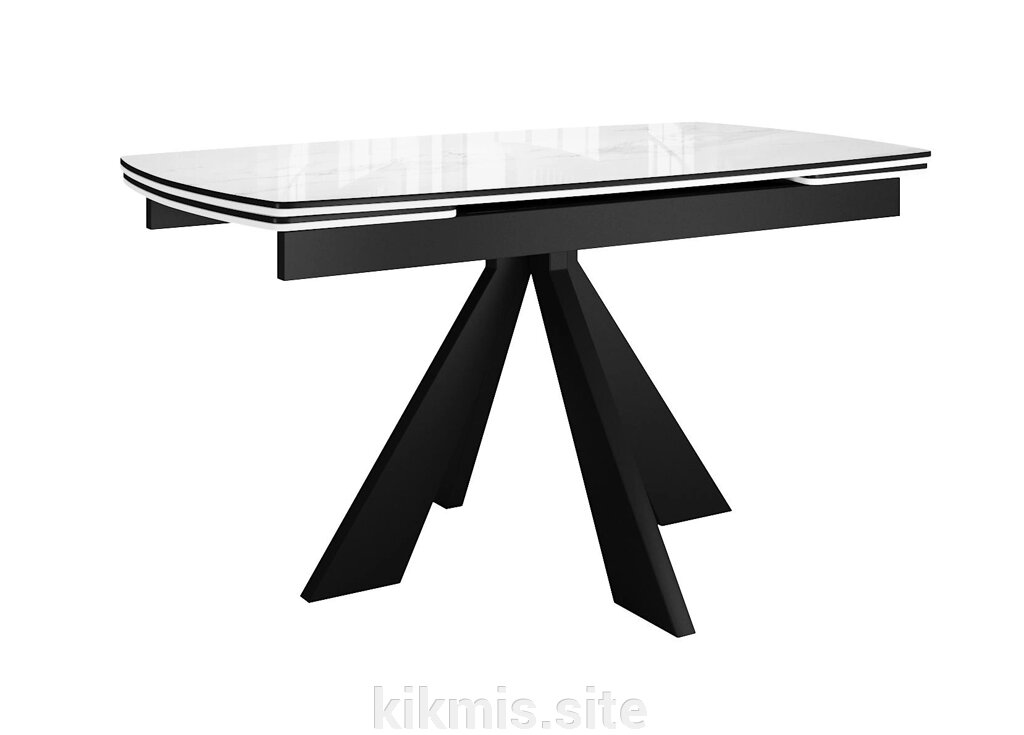 Стол DikLine SFU120 стекло белое мрамор глянец/подстолье черное/опоры черные (2 уп.) от компании Интернет - магазин Kikmis - фото 1