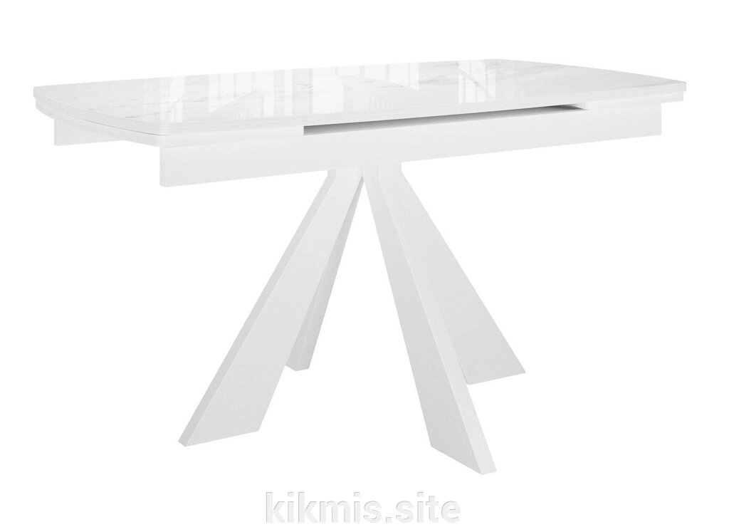 Стол DikLine SFU140 стекло белое мрамор глянец/подстолье белое/опоры белые (2 уп.) от компании Интернет - магазин Kikmis - фото 1