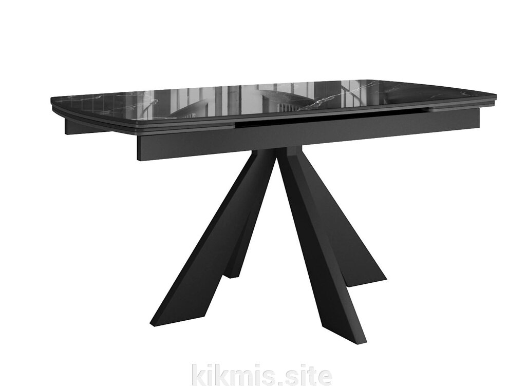 Стол DikLine SFU140 стекло черное мрамор глянец/подстолье черное/опоры черные (2 уп.) от компании Интернет - магазин Kikmis - фото 1
